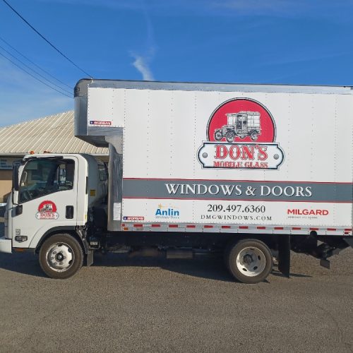 Custom vehicle graphics on a box truck